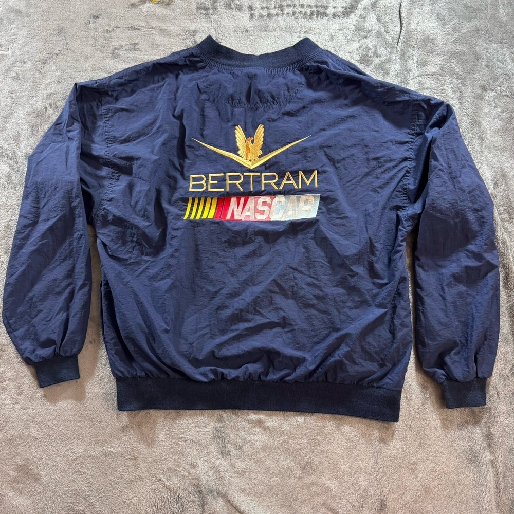 Vintage Daytona 500 Jacket Mens‎ M Blue NASCAR 90s Bertram Yachts Made In USA
